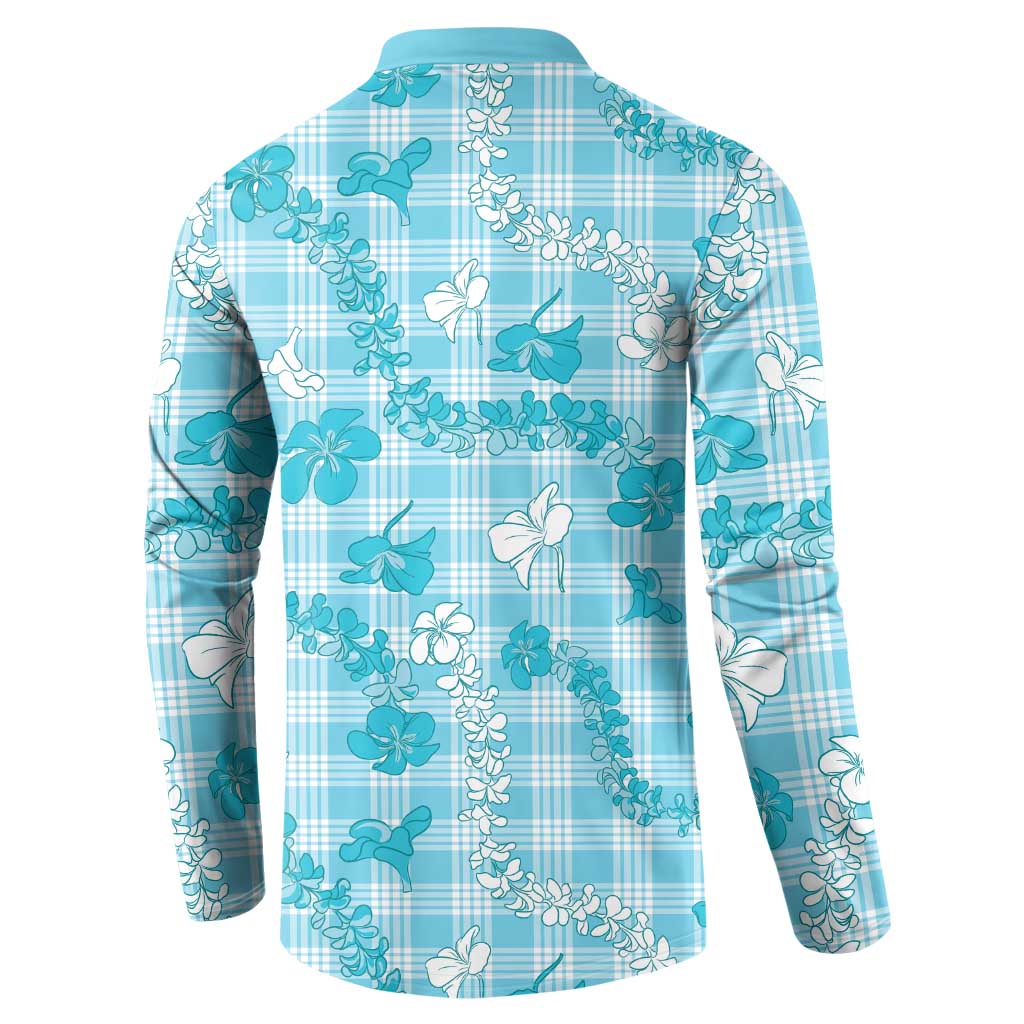 Polu Aloha Hawaii Button Sweatshirt Plumeria Lei With Palaka Motif - Polynesian Pride