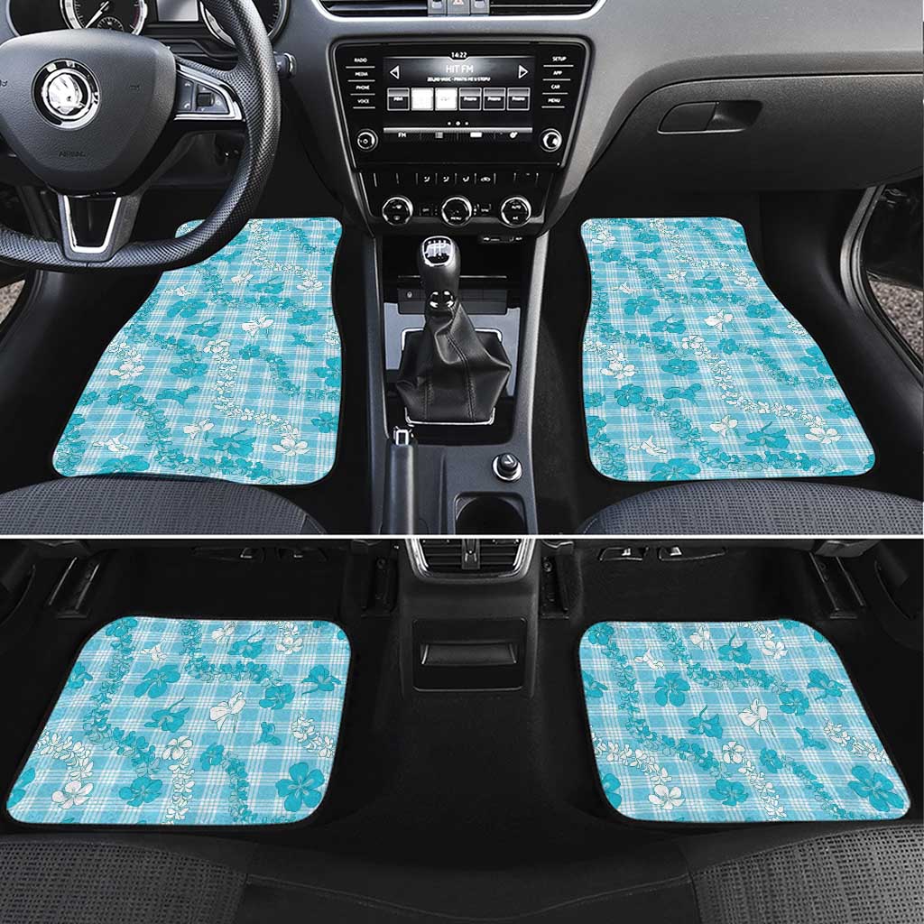 Polu Aloha Hawaii Car Mats Plumeria Lei With Palaka Motif - Polynesian Pride