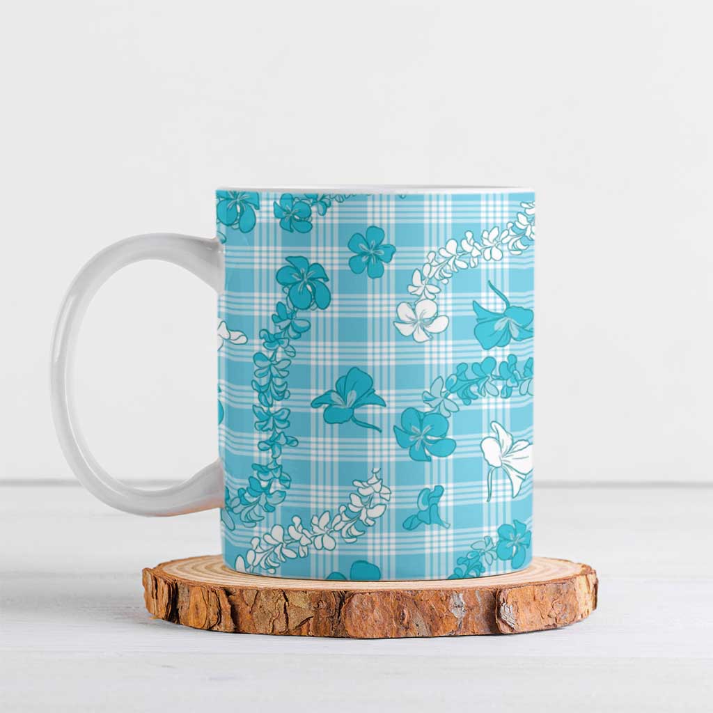 Polu Aloha Hawaii Ceramic Mug Plumeria Lei With Palaka Motif - Polynesian Pride