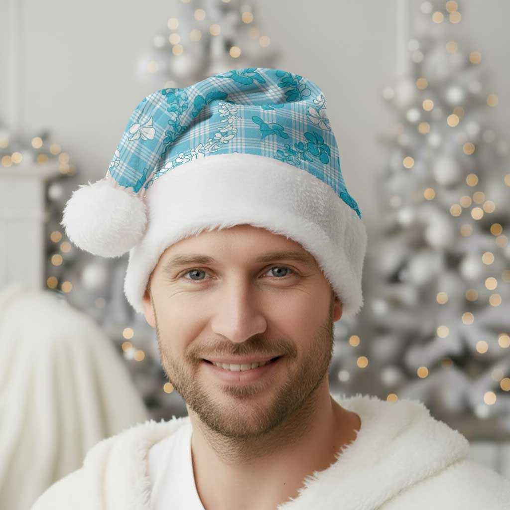 Polu Aloha Hawaii Christmas Santa Hat Plumeria Lei With Palaka Motif - Polynesian Pride