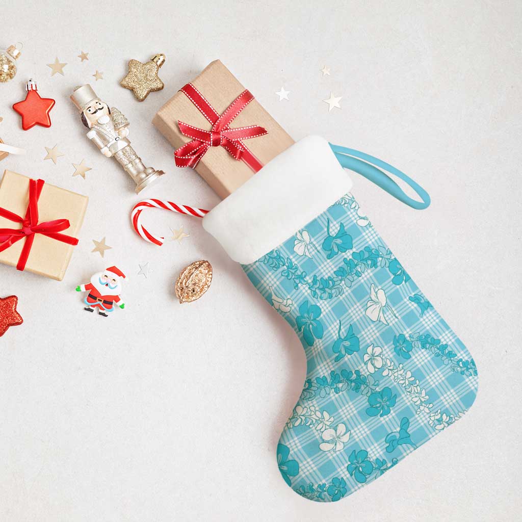 Polu Aloha Hawaii Christmas Stocking Plumeria Lei With Palaka Motif - Polynesian Pride