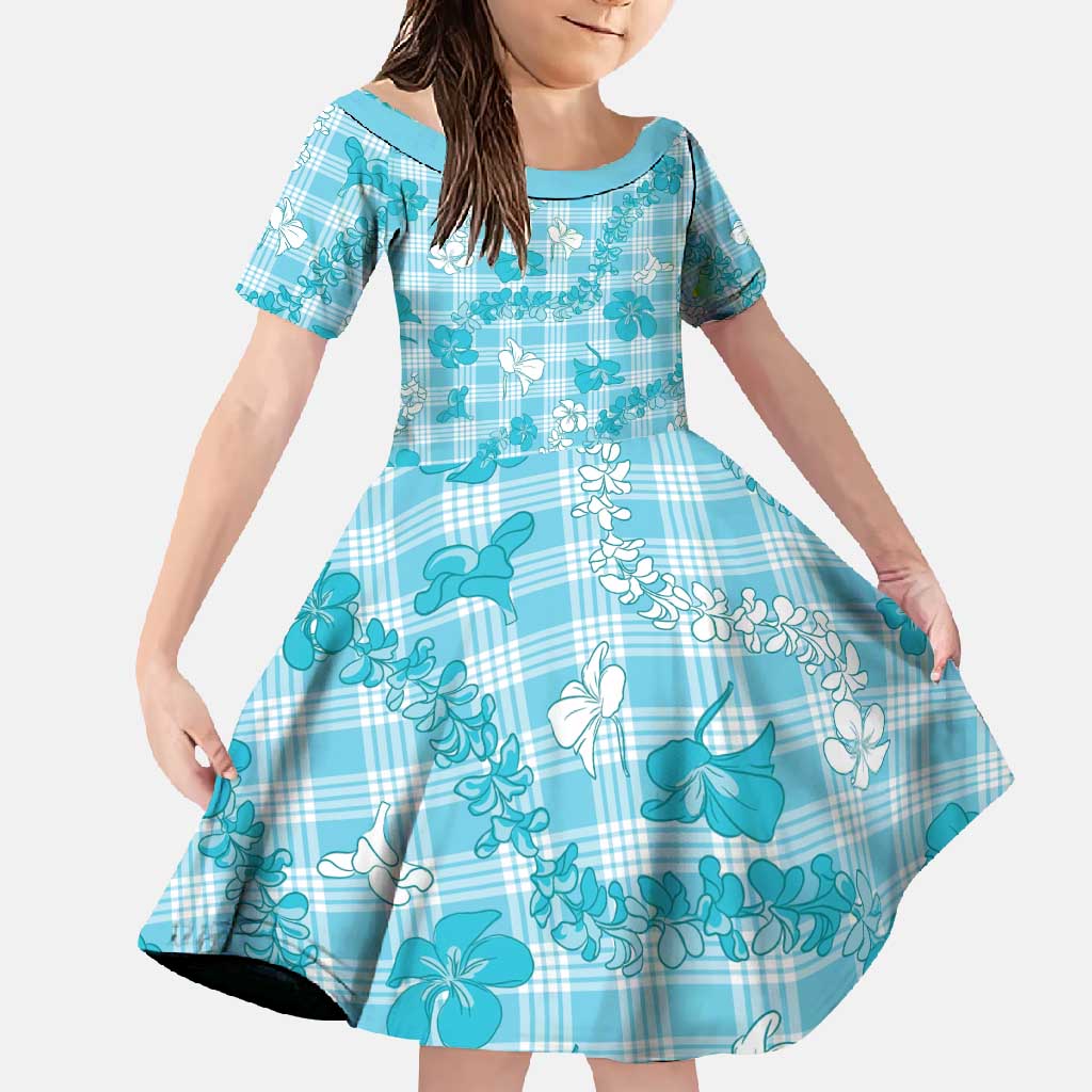 Polu Aloha Hawaii Family Matching Mermaid Dress and Hawaiian Shirt Plumeria Lei With Palaka Motif - Polynesian Pride