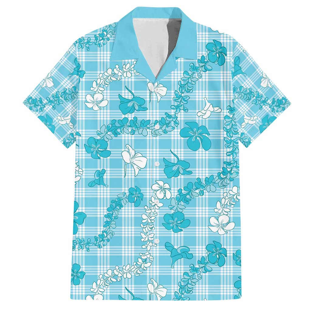 Polu Aloha Hawaii Family Matching Off Shoulder Maxi Dress and Hawaiian Shirt Plumeria Lei With Palaka Motif - Polynesian Pride