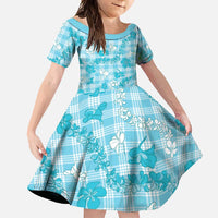 Polu Aloha Hawaii Family Matching Short Sleeve Bodycon Dress and Hawaiian Shirt Plumeria Lei With Palaka Motif - Polynesian Pride