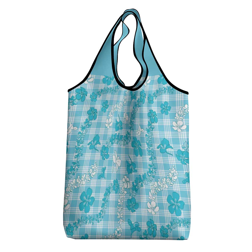 Polu Aloha Hawaii Grocery Bag Plumeria Lei With Palaka Motif - Polynesian Pride