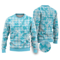 Polu Aloha Hawaii Ugly Christmas Sweater Plumeria Lei With Palaka Motif - Polynesian Pride