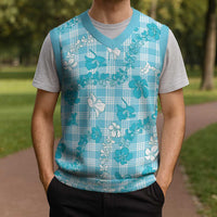 Polu Aloha Hawaii Christmas Knitted V-Neck Vest Plumeria Lei With Palaka Motif - Polynesian Pride