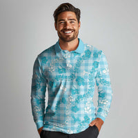 Polu Aloha Hawaii Long Sleeve Polo Shirt Plumeria Lei With Palaka Motif - Polynesian Pride