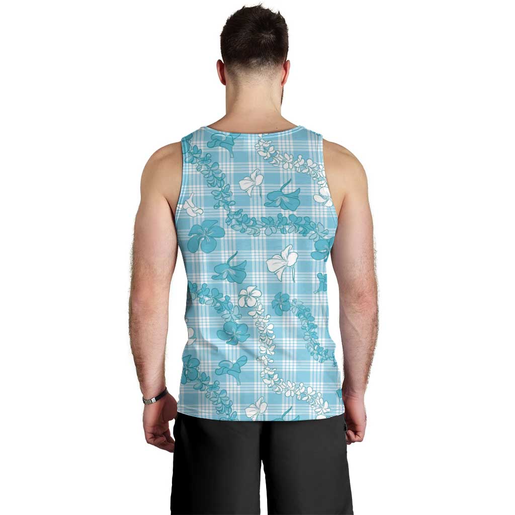 Polu Aloha Hawaii Men Tank Top Plumeria Lei With Palaka Motif - Polynesian Pride