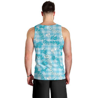 Polu Aloha Hawaii Men Tank Top Plumeria Lei With Palaka Motif - Polynesian Pride