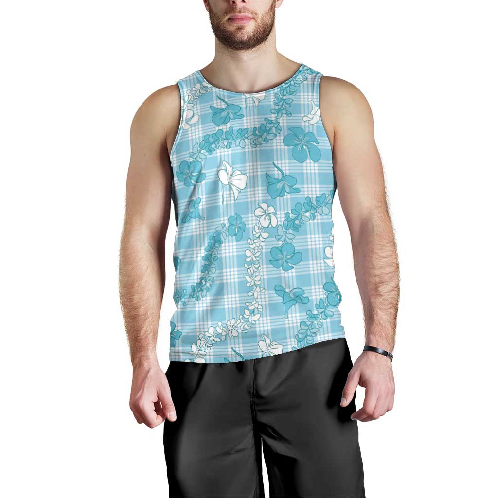 Polu Aloha Hawaii Men Tank Top Plumeria Lei With Palaka Motif - Polynesian Pride