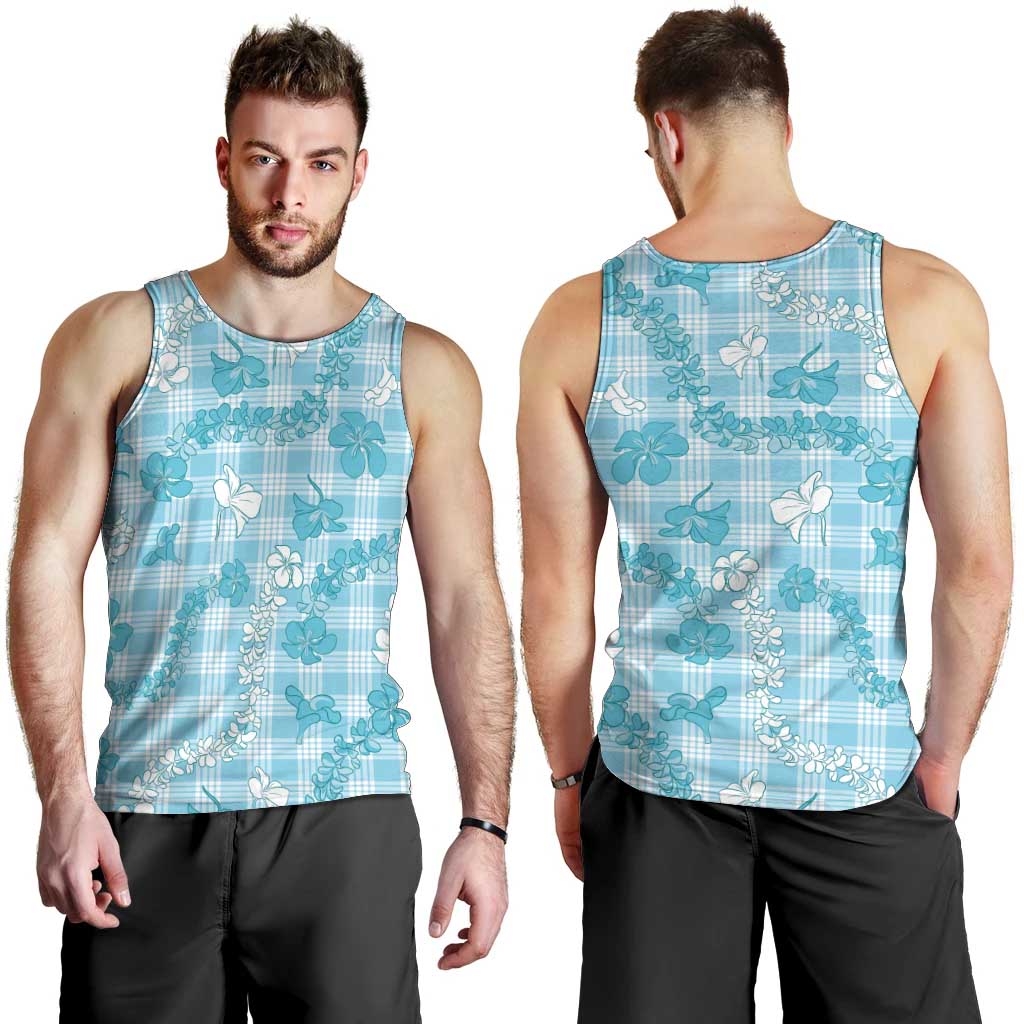 Polu Aloha Hawaii Men Tank Top Plumeria Lei With Palaka Motif - Polynesian Pride