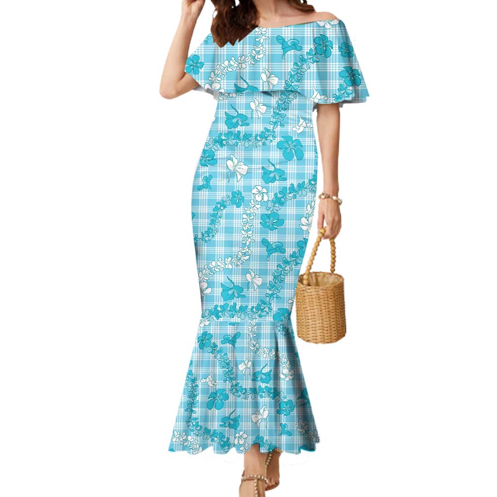 Polu Aloha Hawaii Mermaid Dress Plumeria Lei With Palaka Motif - Polynesian Pride