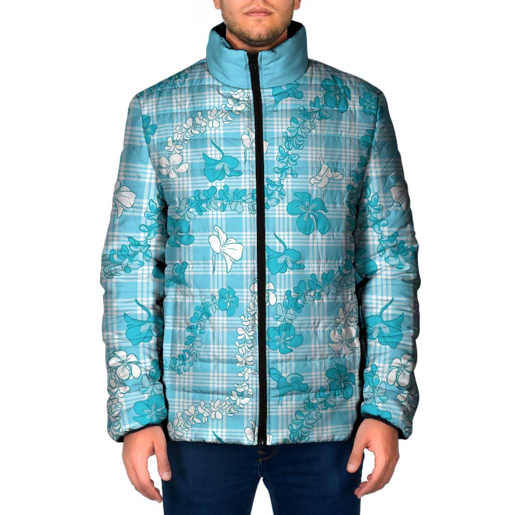 Polu Aloha Hawaii Padded Jacket Plumeria Lei With Palaka Motif - Polynesian Pride