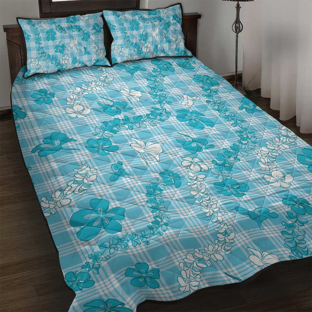 Polu Aloha Hawaii Quilt Bed Set Plumeria Lei With Palaka Motif - Polynesian Pride