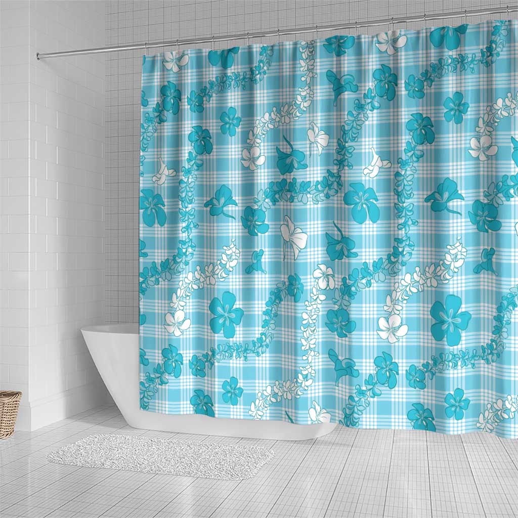 Polu Aloha Hawaii Shower Curtain Plumeria Lei With Palaka Motif - Polynesian Pride