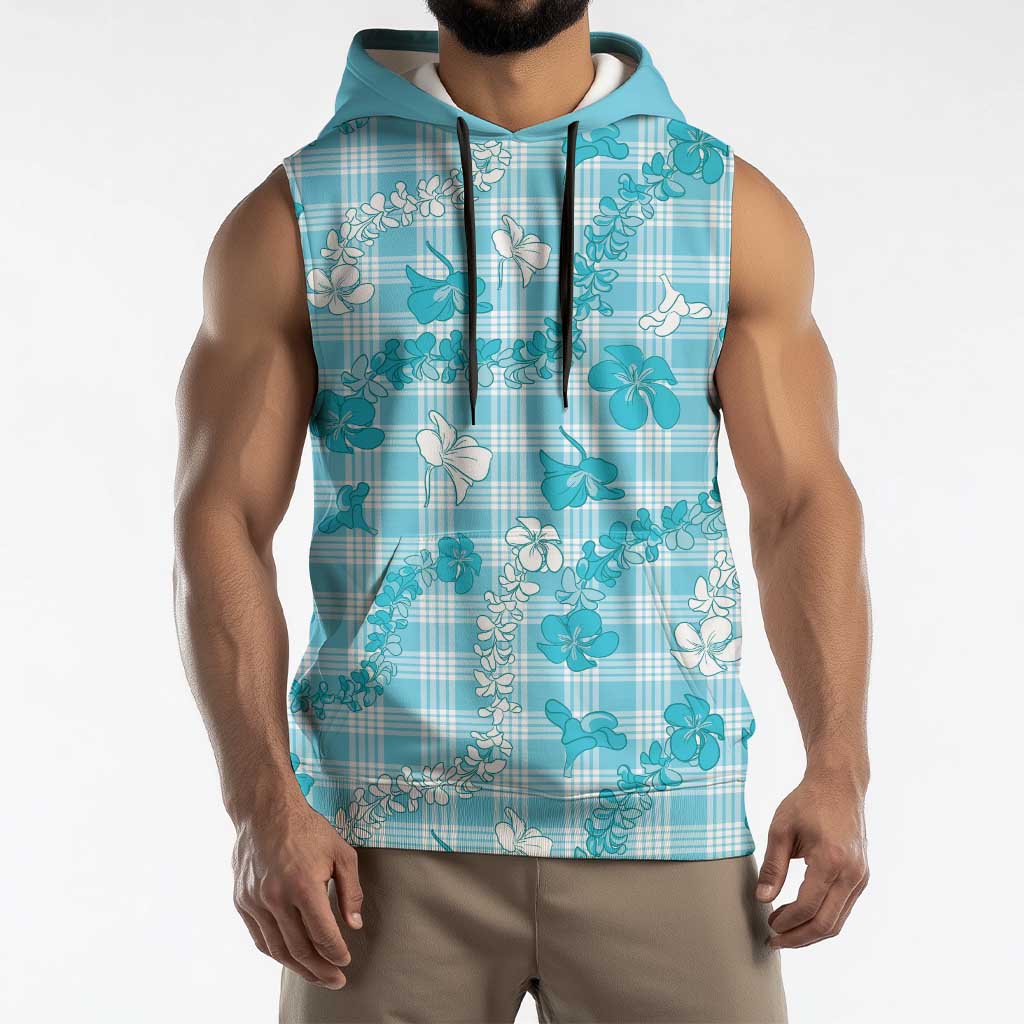 Polu Aloha Hawaii Sleeveless Hoodie Plumeria Lei With Palaka Motif - Polynesian Pride