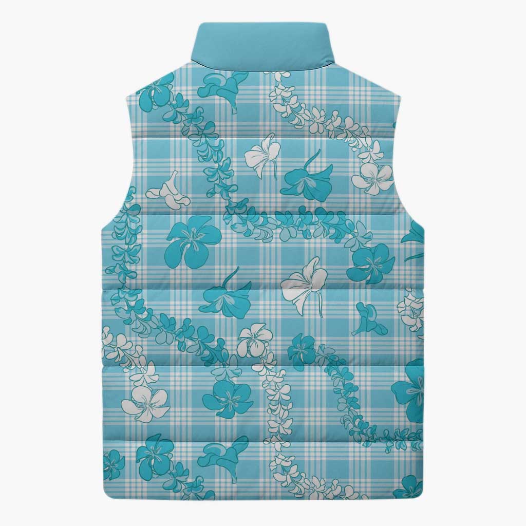 Polu Aloha Hawaii Sleeveless Puffer Jacket Plumeria Lei With Palaka Motif - Polynesian Pride