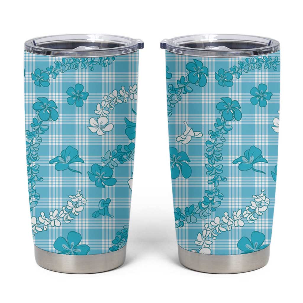 Polu Aloha Hawaii Tumbler Cup Plumeria Lei With Palaka Motif - Polynesian Pride