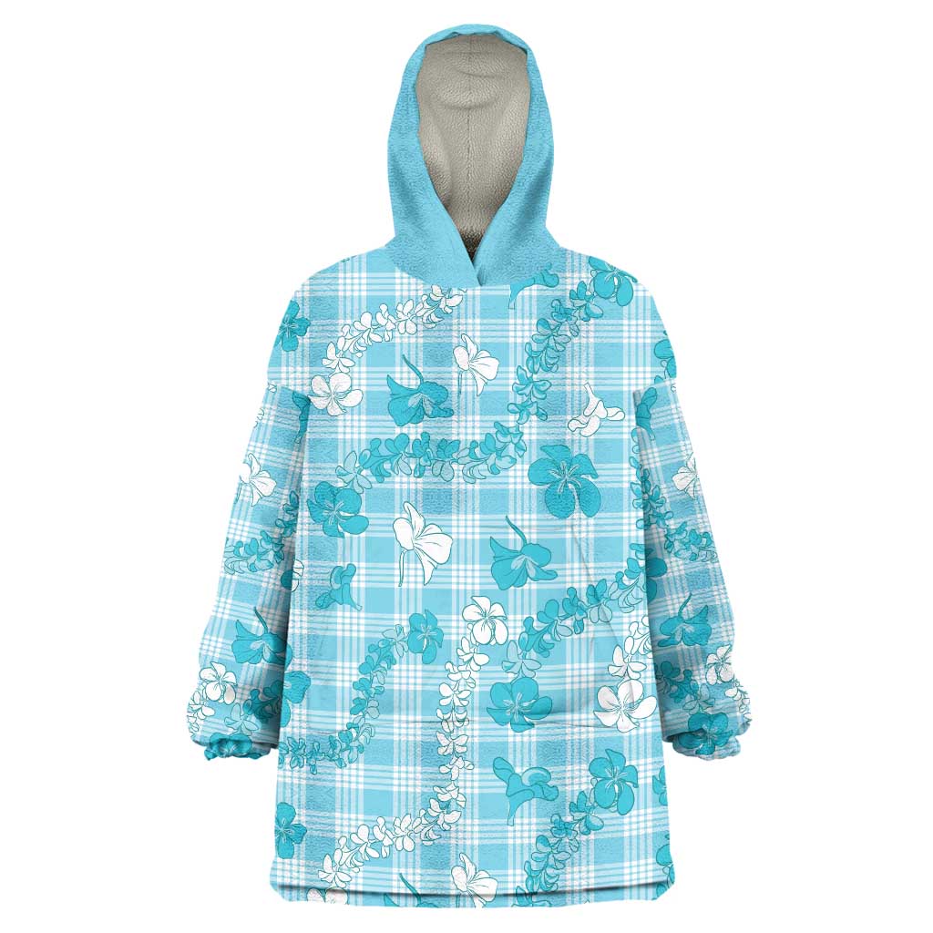 Polu Aloha Hawaii Wearable Blanket Hoodie Plumeria Lei With Palaka Motif - Polynesian Pride