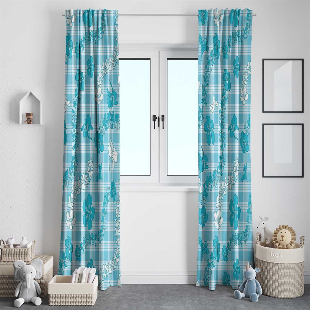 Polu Aloha Hawaii Window Curtain Plumeria Lei With Palaka Motif - Polynesian Pride