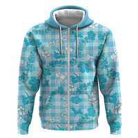 Polu Aloha Hawaii Zip Hoodie Plumeria Lei With Palaka Motif - Polynesian Pride