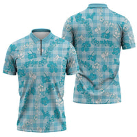 Polu Aloha Hawaii Zipper Polo Shirt Plumeria Lei With Palaka Motif - Polynesian Pride