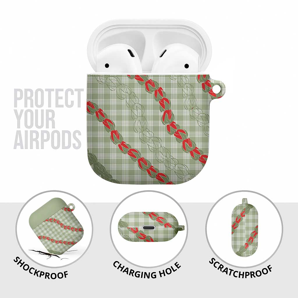 Omaomao Aloha Hawaii AirPods Case Rosebud Lei With Palaka Motif - Polynesian Pride