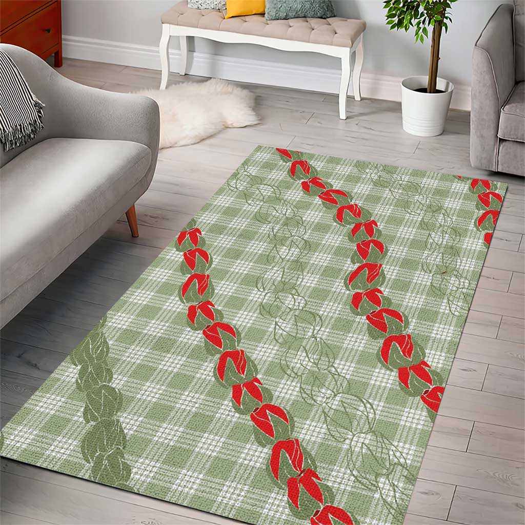 Omaomao Aloha Hawaii Area Rug Rosebud Lei With Palaka Motif - Polynesian Pride