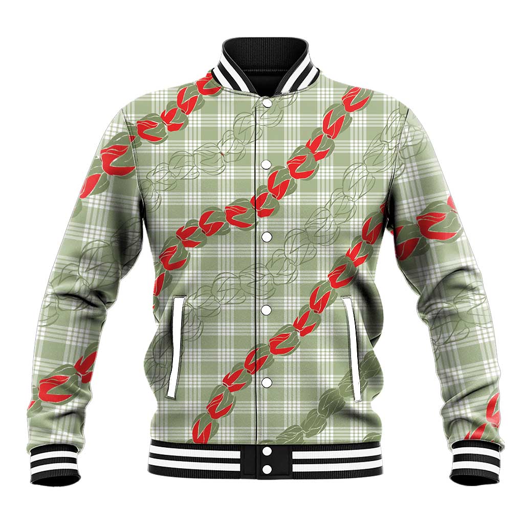 Omaomao Aloha Hawaii Baseball Jacket Rosebud Lei With Palaka Motif - Polynesian Pride