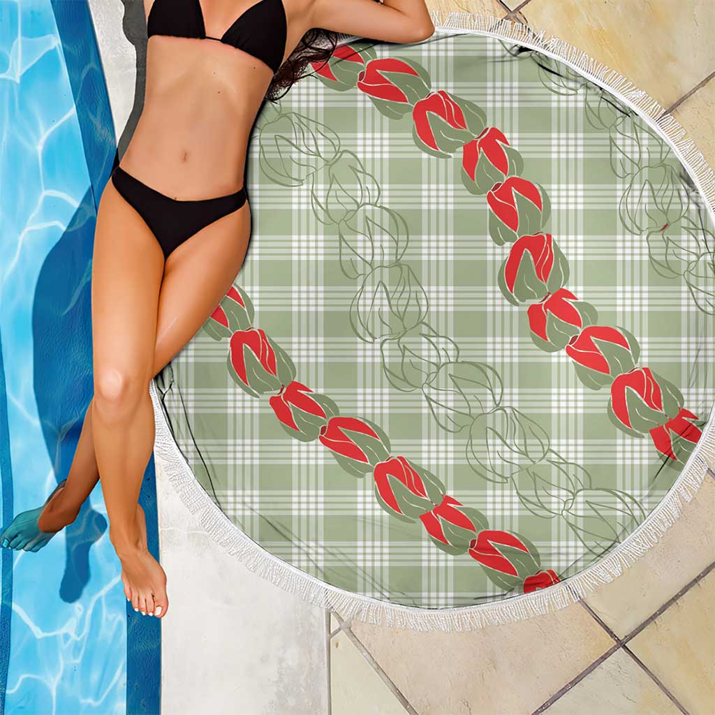 Omaomao Aloha Hawaii Beach Blanket Rosebud Lei With Palaka Motif - Polynesian Pride