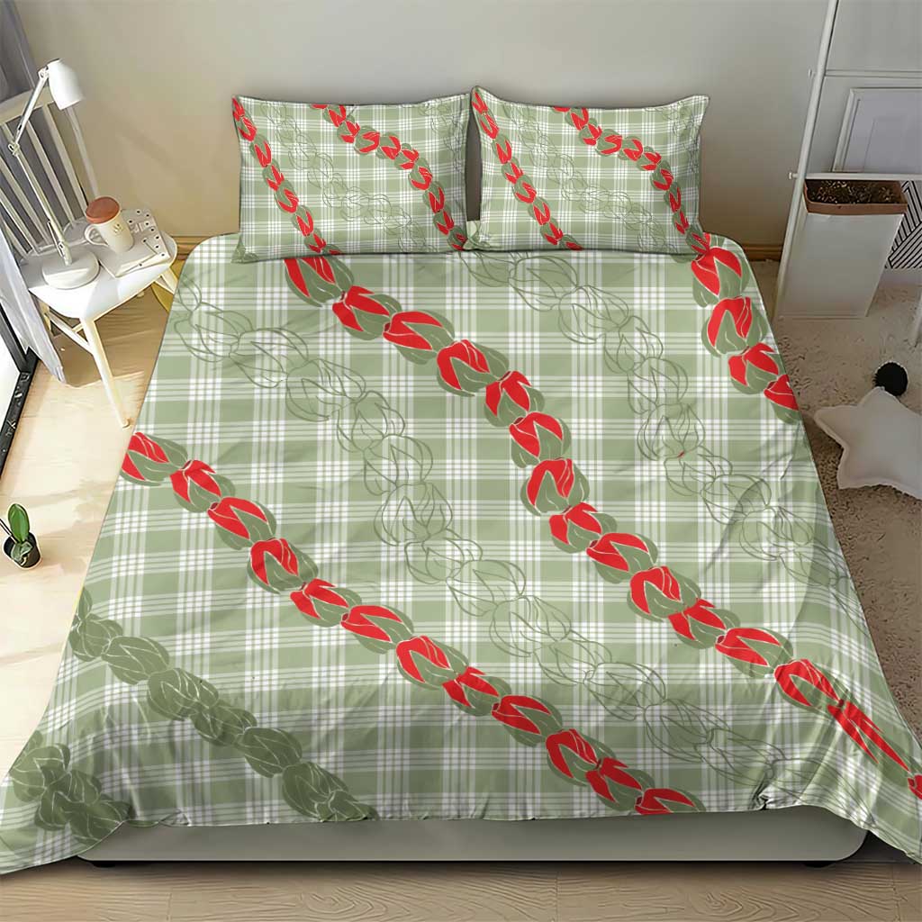 Omaomao Aloha Hawaii Bedding Set Rosebud Lei With Palaka Motif - Polynesian Pride