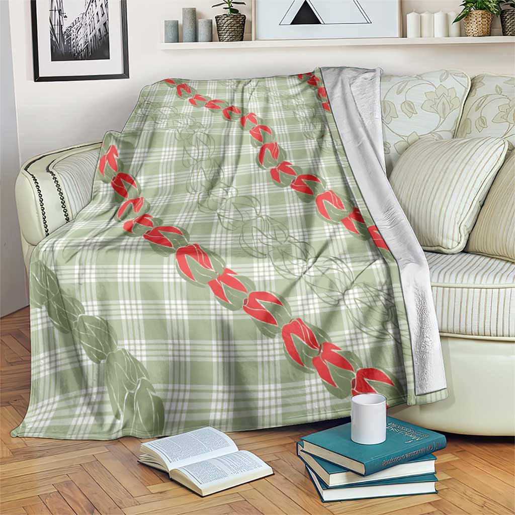 Omaomao Aloha Hawaii Blanket Rosebud Lei With Palaka Motif - Polynesian Pride