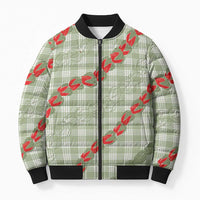 Omaomao Aloha Hawaii Bomber Puffer Jacket Rosebud Lei With Palaka Motif - Polynesian Pride