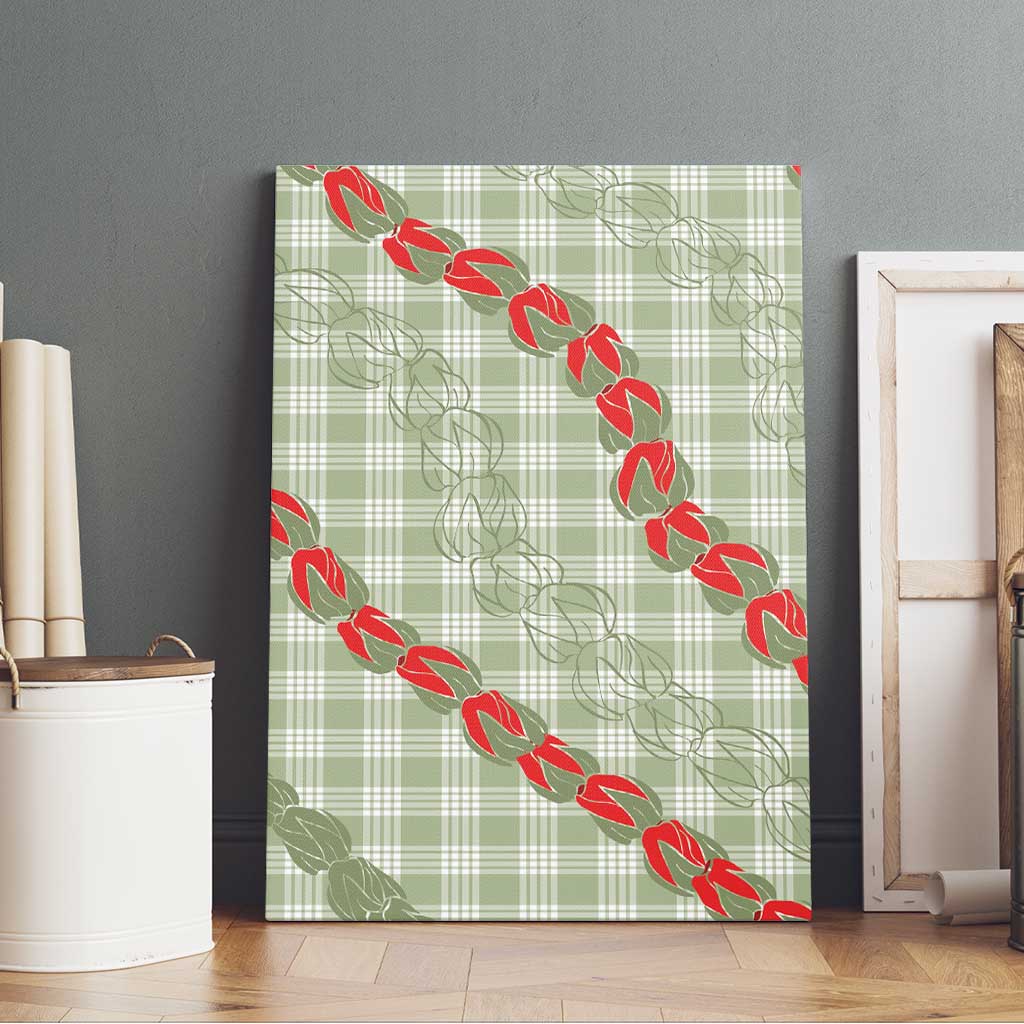 Omaomao Aloha Hawaii Canvas Wall Art Rosebud Lei With Palaka Motif - Polynesian Pride