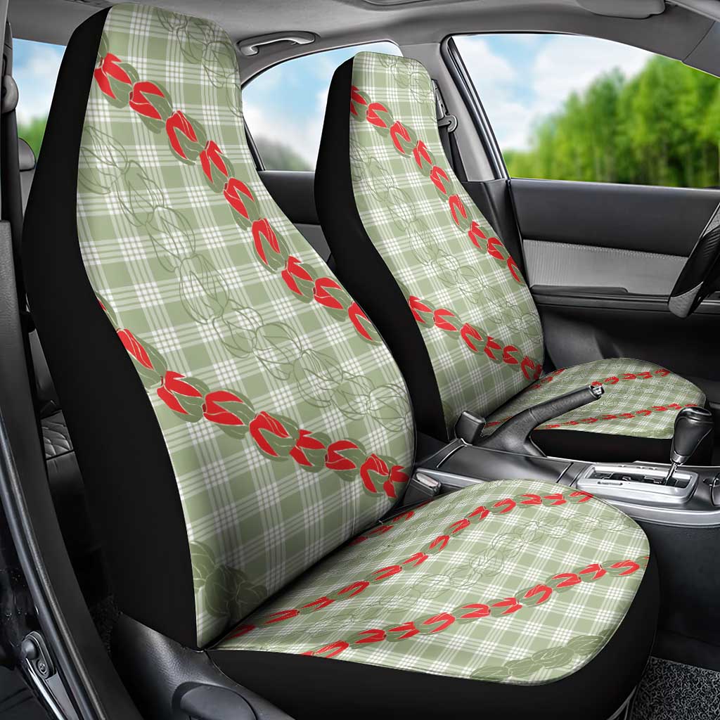 Omaomao Aloha Hawaii Car Seat Cover Rosebud Lei With Palaka Motif - Polynesian Pride