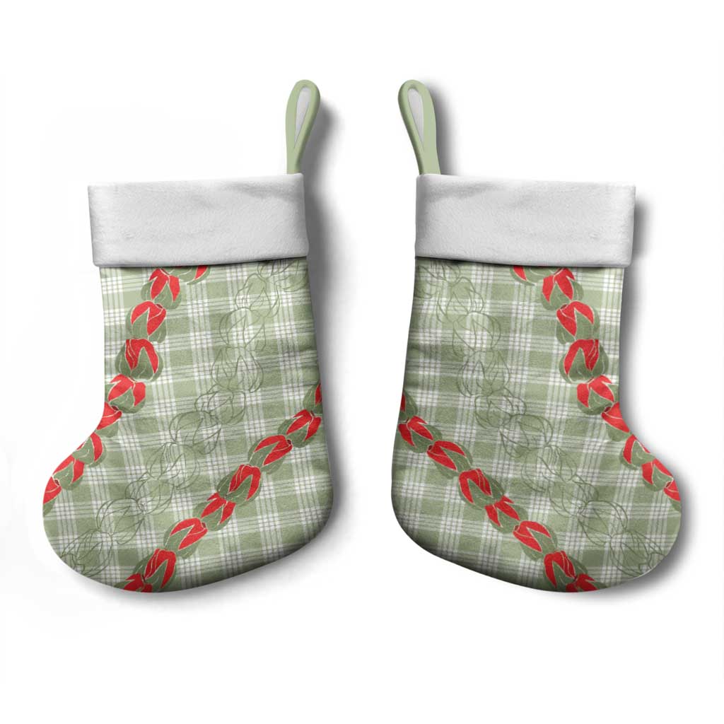 Omaomao Aloha Hawaii Christmas Stocking Rosebud Lei With Palaka Motif - Polynesian Pride