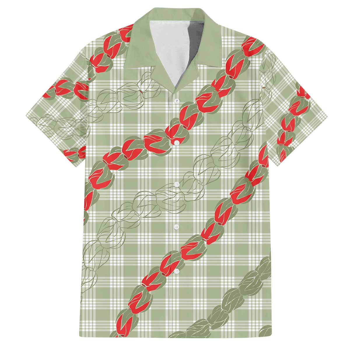 Omaomao Aloha Hawaii Family Matching Off The Shoulder Long Sleeve Dress and Hawaiian Shirt Rosebud Lei With Palaka Motif - Polynesian Pride