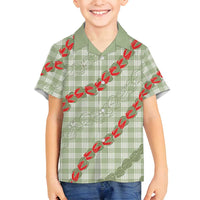 Omaomao Aloha Hawaii Family Matching Off Shoulder Maxi Dress and Hawaiian Shirt Rosebud Lei With Palaka Motif - Polynesian Pride