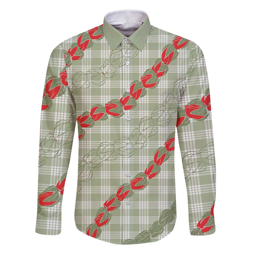 Omaomao Aloha Hawaii Family Matching Off Shoulder Short Dress and Hawaiian Shirt Rosebud Lei With Palaka Motif - Polynesian Pride