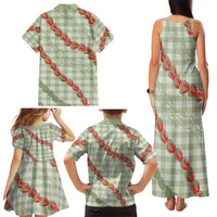 Omaomao Aloha Hawaii Family Matching Tank Maxi Dress and Hawaiian Shirt Rosebud Lei With Palaka Motif - Polynesian Pride