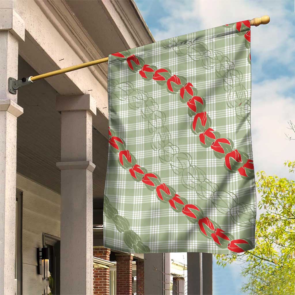 Omaomao Aloha Hawaii Garden Flag Rosebud Lei With Palaka Motif - Polynesian Pride