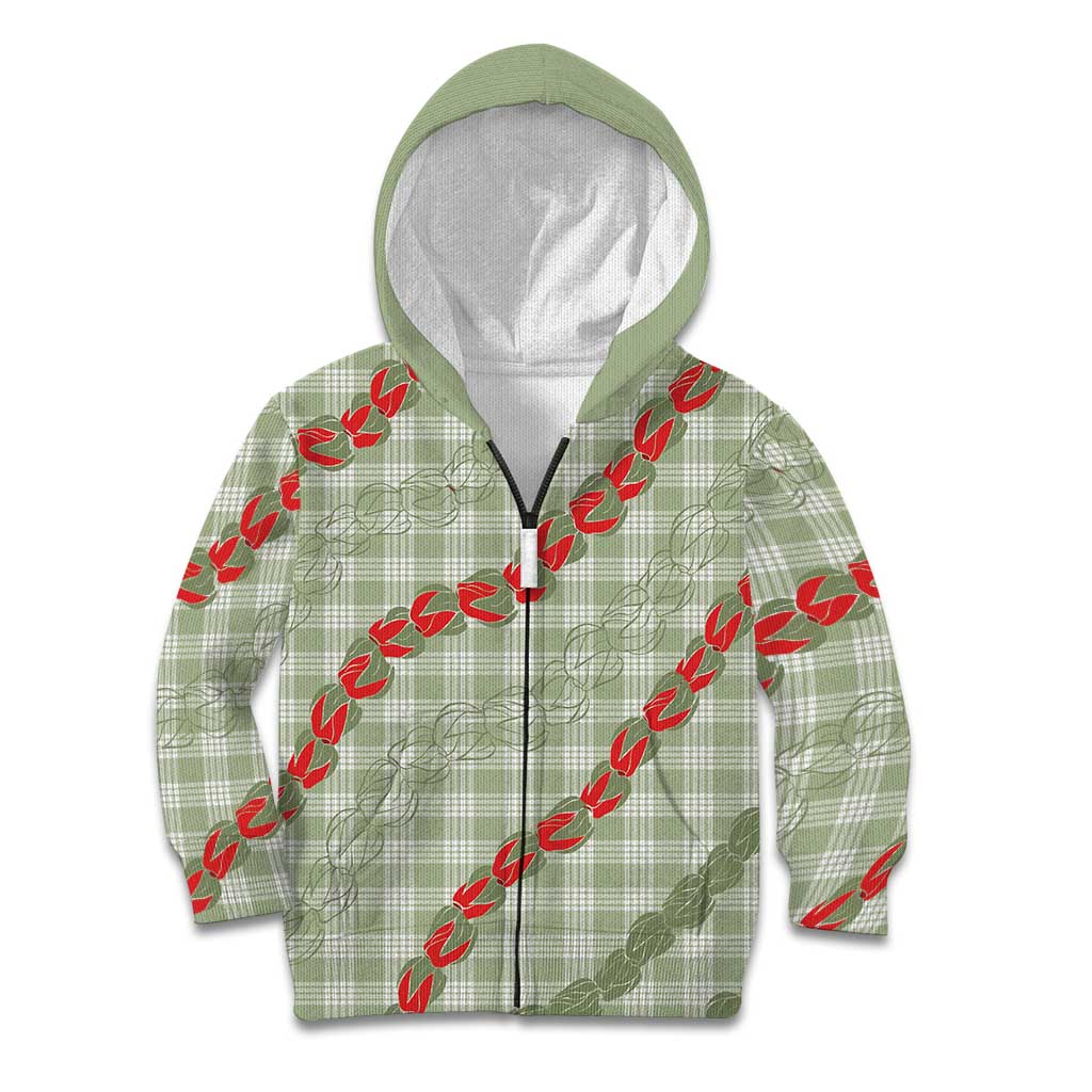 Omaomao Aloha Hawaii Kid Hoodie Rosebud Lei With Palaka Motif - Polynesian Pride