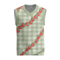 Omaomao Aloha Hawaii Christmas Knitted V-Neck Vest Rosebud Lei With Palaka Motif - Polynesian Pride