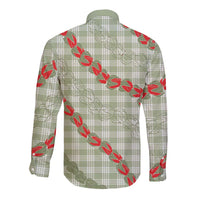 Omaomao Aloha Hawaii Long Sleeve Button Shirt Rosebud Lei With Palaka Motif - Polynesian Pride