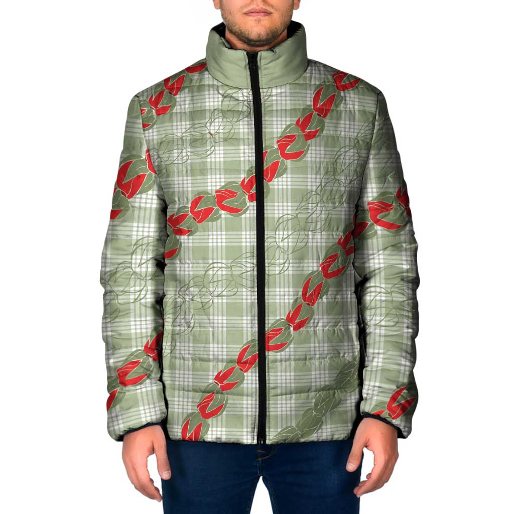 Omaomao Aloha Hawaii Padded Jacket Rosebud Lei With Palaka Motif - Polynesian Pride