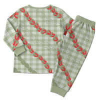 Omaomao Aloha Hawaii Christmas Pajama Set Rosebud Lei With Palaka Motif - Polynesian Pride