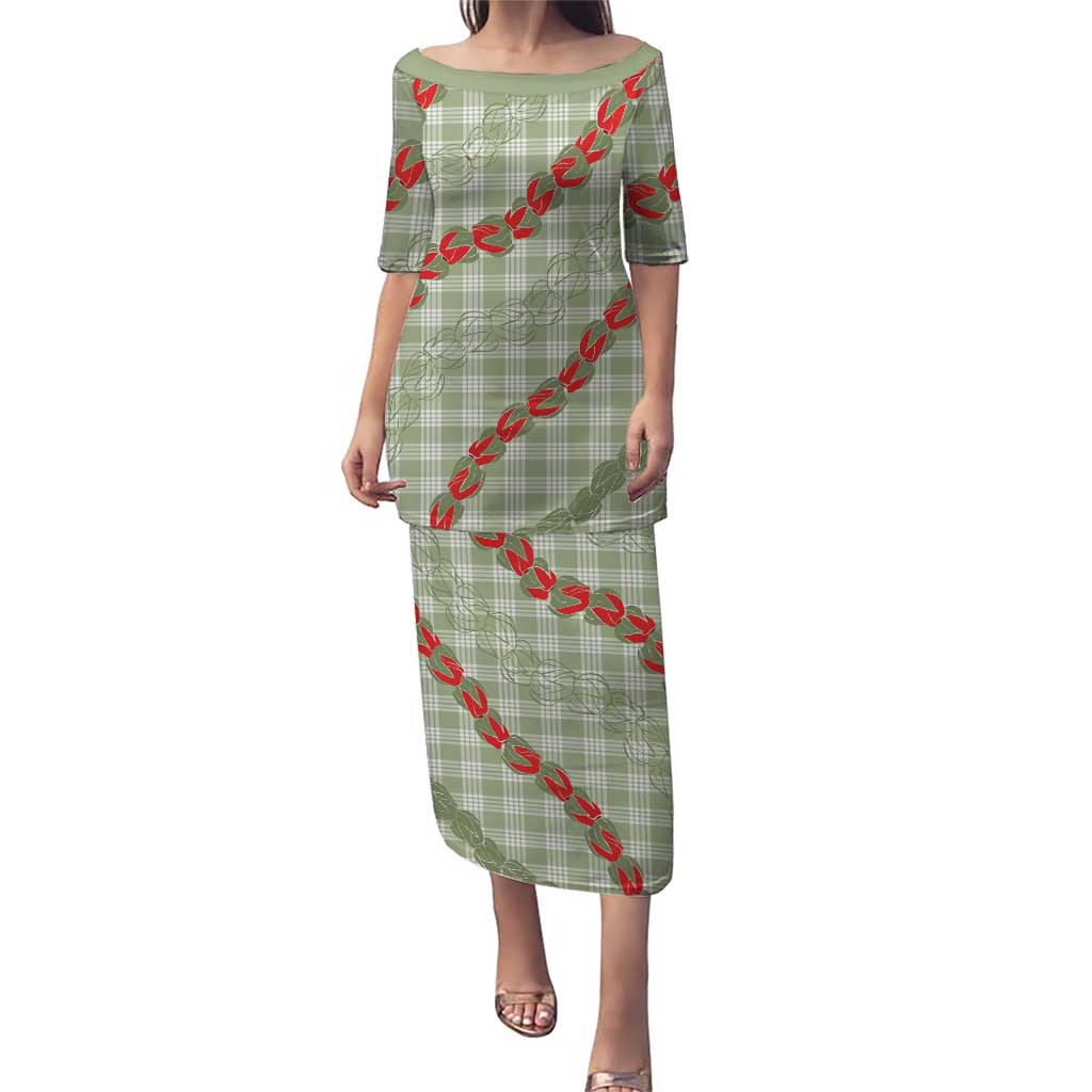 Omaomao Aloha Hawaii Puletasi Rosebud Lei With Palaka Motif - Polynesian Pride