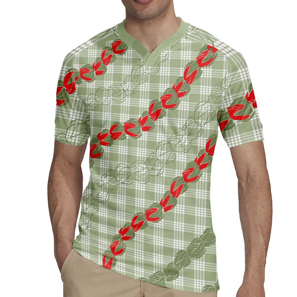 Omaomao Aloha Hawaii Rugby Jersey Rosebud Lei With Palaka Motif - Polynesian Pride