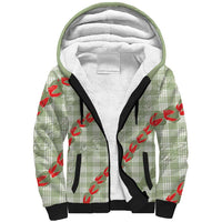 Omaomao Aloha Hawaii Sherpa Hoodie Rosebud Lei With Palaka Motif - Polynesian Pride